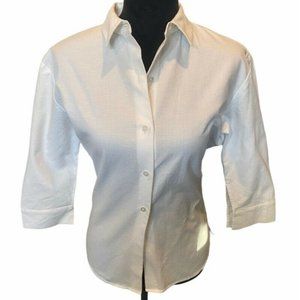 CJ Laing Womens Button Front Shirt White Textured